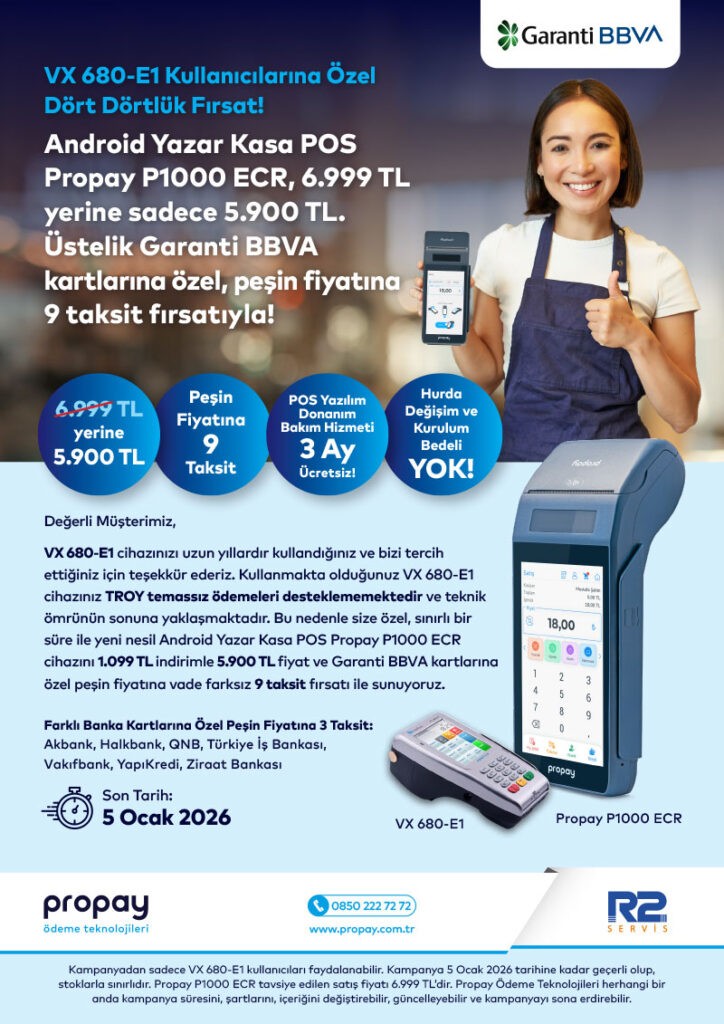 VX 680-E1 kullanıcılarına özel indirimli Propay P1000 ECR POS cihazı